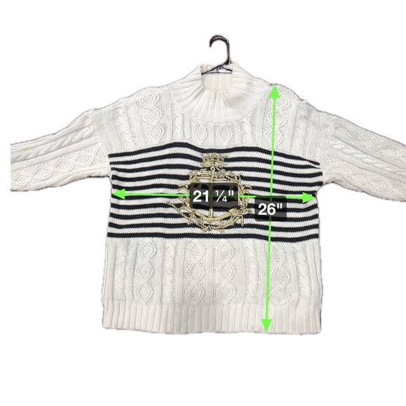 Ann Taylor Cable Knit Sweater Mockneck Anchor Emblem - Picture 7 of 7